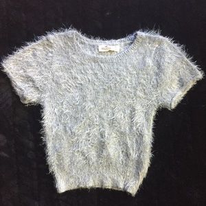 Hollister - Gray Fuzzy Crop Top Sweater - Size S